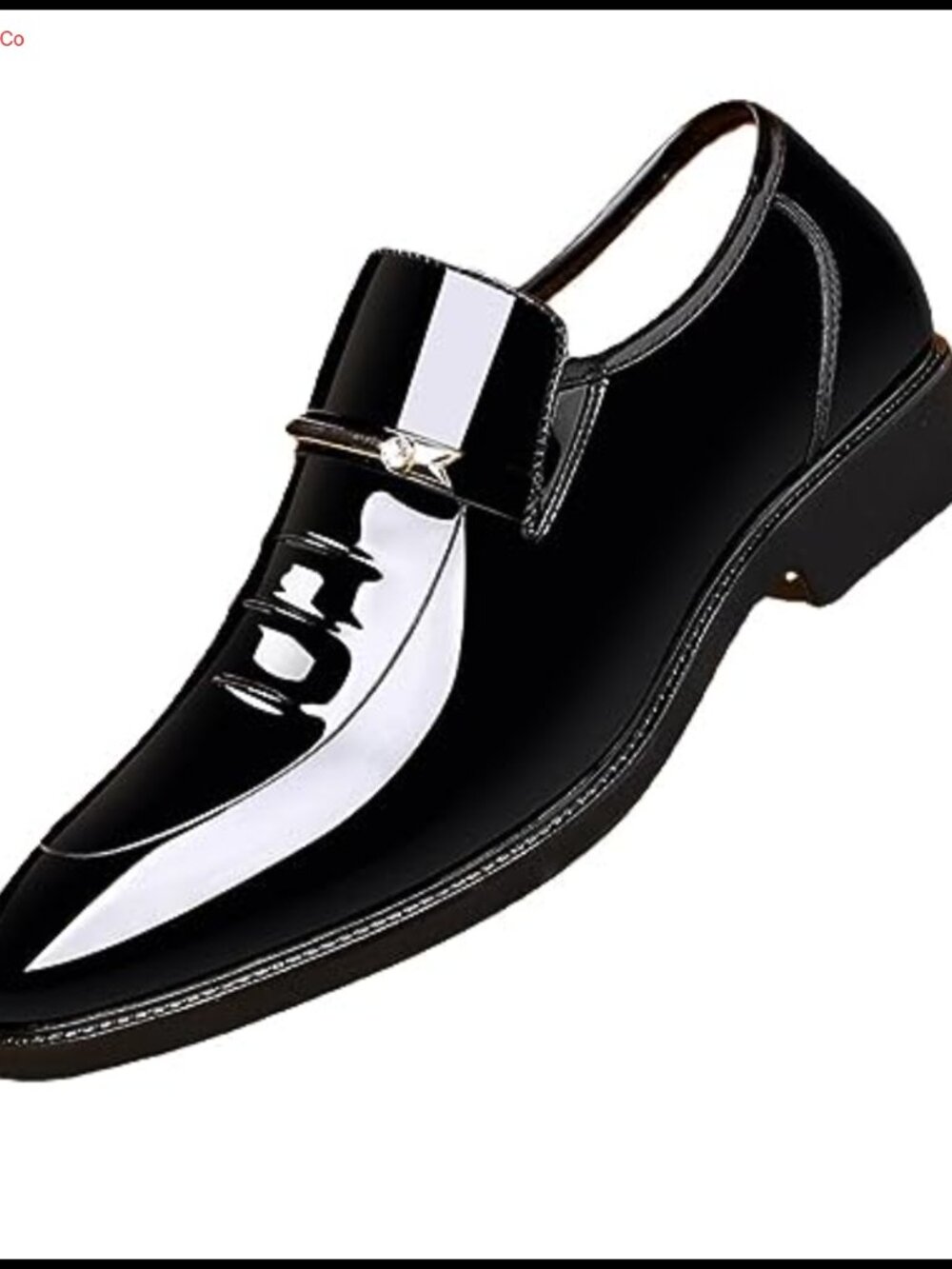 Patent Leather Oxford Dress Shoes Low Heel Pointed Toe Slip-On for Business